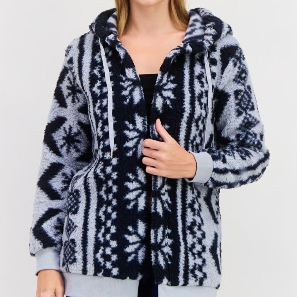 Tommy Hilfiger Navy and Light Gray Hooded Cardigan